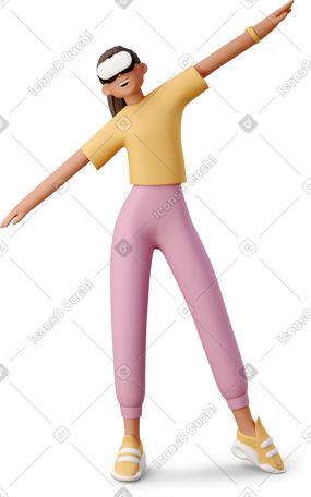 3D young woman with vr glasses PNG, SVG