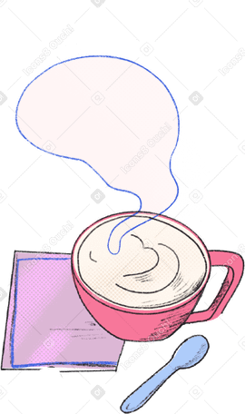 mug of hot cappuccino on a napkin PNG, SVG