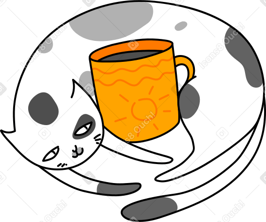 cat with cup Illustration in PNG, SVG