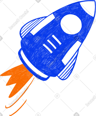 big blue flying rocket PNG, SVG