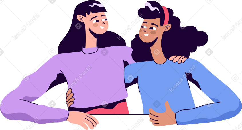 two friends hugging Illustration in PNG, SVG