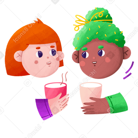 Talking friends over a cup of coffee Illustration in PNG, SVG