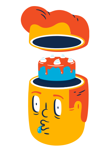 Man thinking about cake PNG, SVG
