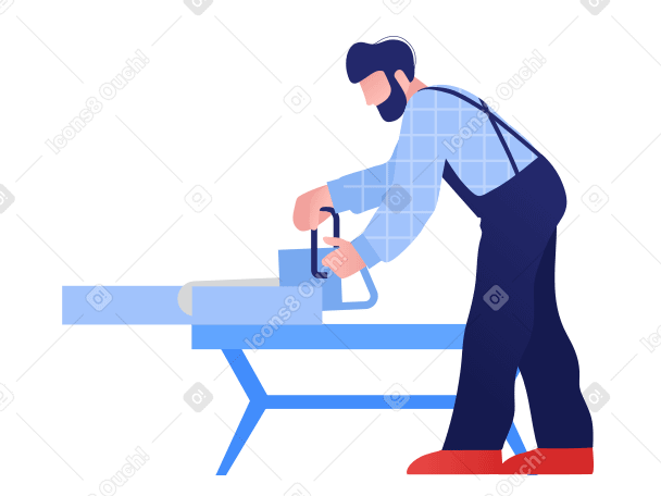 Running a chainsaw Illustration in PNG, SVG
