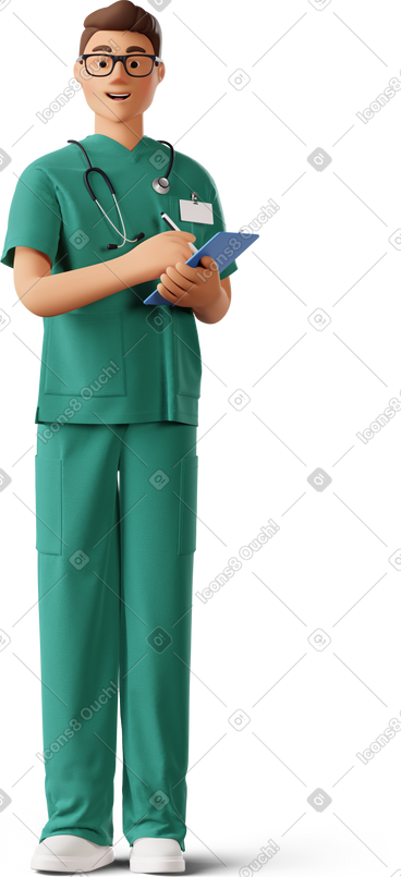 Young doctor with clipboard PNG, SVG
