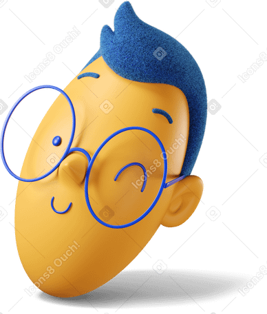 3D Winking boy's head Illustration in PNG, SVG