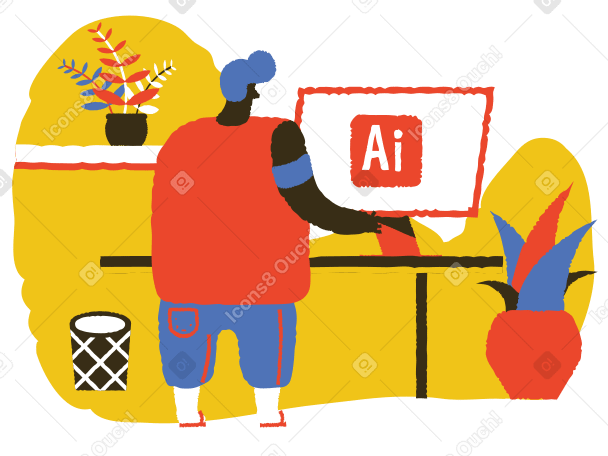 Graphic designer is working on the computer PNG, SVG