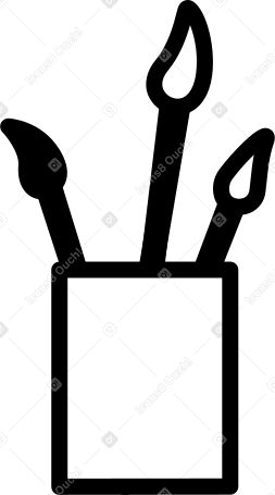 Cup with three brushes Illustration in PNG, SVG