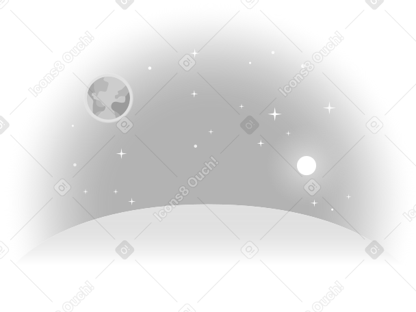 moon lanscape with sun and earth Illustration in PNG, SVG