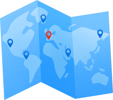 blue simplified world map with map pointers PNG, SVG