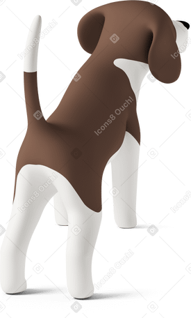 3D rear view of a beagle dog Illustration in PNG, SVG