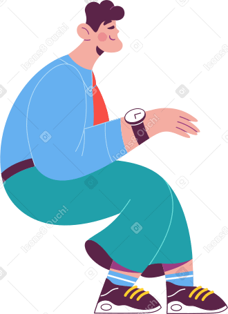 man businessman sitting in a clock Illustration in PNG, SVG