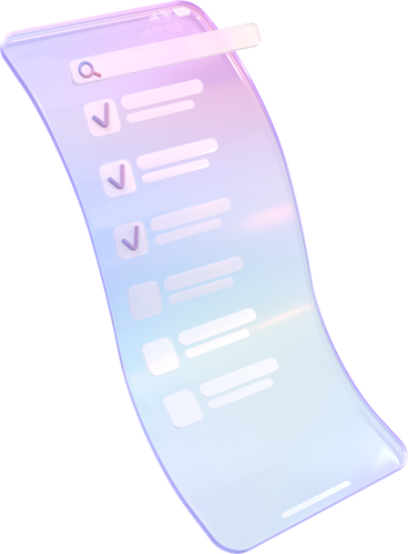 long deformed screen with check list and search bar PNG, SVG