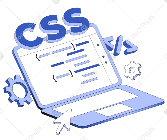 Lettering CSS and laptop with program code text PNG, SVG