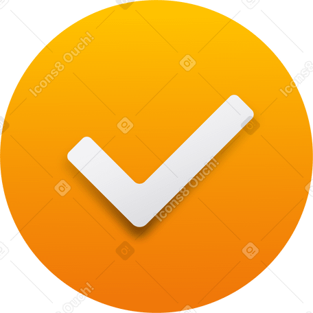 Icono redondo amarillo con una marca de verificación PNG, SVG