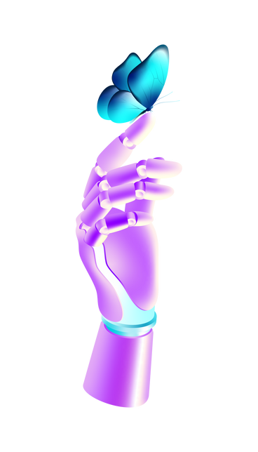 Artificial intelligence, robot hand, and butterfly PNG, SVG