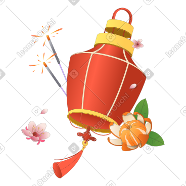 中国新年灯笼和烟花 PNG, SVG