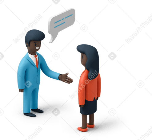3D Business man greeting business woman with a handshake PNG, SVG