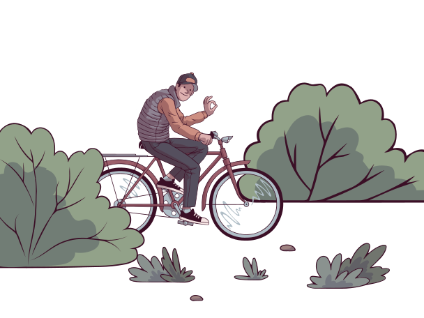 Walk on the bike Illustration in PNG, SVG