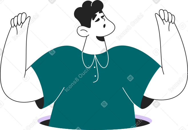 man with hands raised Illustration in PNG, SVG
