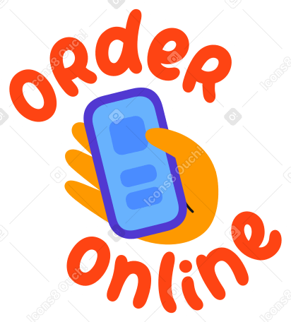 hand and lettering order online sticker Illustration in PNG, SVG
