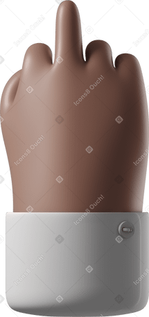 3D Brown skin hand in white shirt showing middle finger Illustration in PNG, SVG