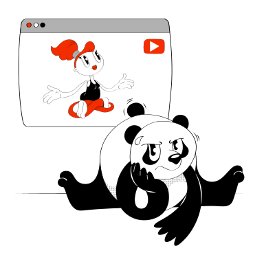 Panda bear doing stretches with video tutorial PNG, SVG