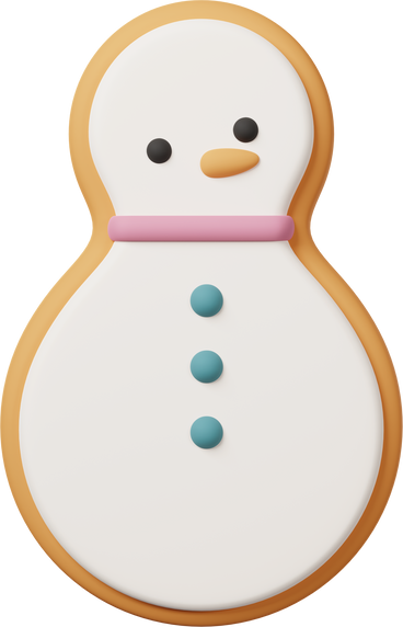 snowman cookie with white glaze PNG, SVG