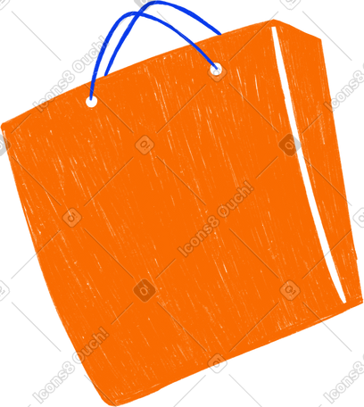 orange paper bag with blue handles PNG, SVG