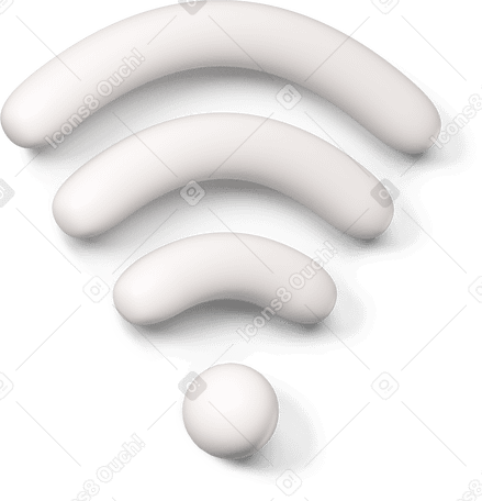 3D 白色 wifi 图标向右转 PNG, SVG
