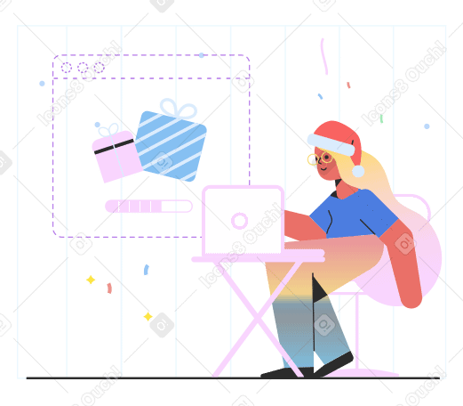 Christmas shopping online Illustration in PNG, SVG