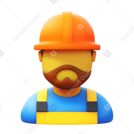 3D worker beard short PNG, SVG
