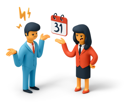 Business woman reminding worker about deadline Illustration in PNG, SVG