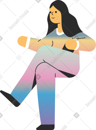 woman sitting cross-legged PNG, SVG