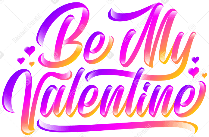 lettering be my valentine! with white shadow Illustration in PNG, SVG