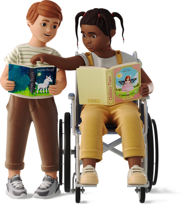 boy and girl reading books PNG、SVG