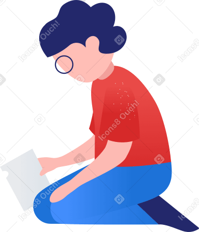 boy holding a box of food in his hand Illustration in PNG, SVG