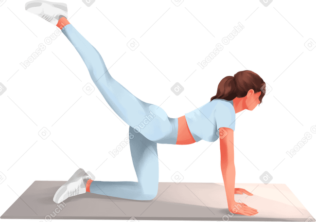 girl practicing on a mat Illustration in PNG, SVG