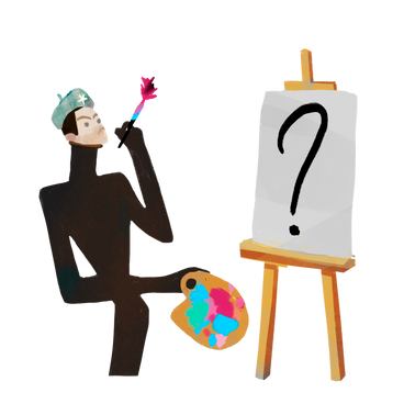 Artist with brush and palette painting a picture PNG, SVG