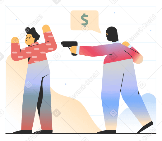 Armed robber telling a man to give him money PNG, SVG