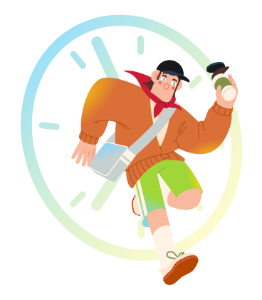 Man with coffee running late PNG, SVG