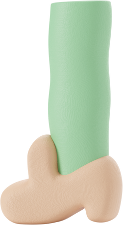 Green leg foot in beige shoe turned left Illustration in PNG, SVG