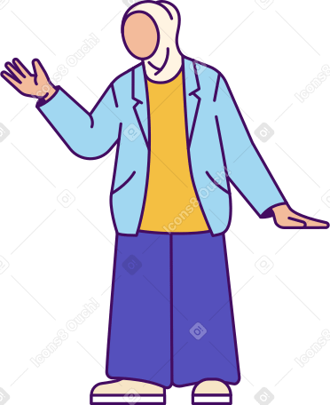 woman in headscarf raised her hand PNG, SVG