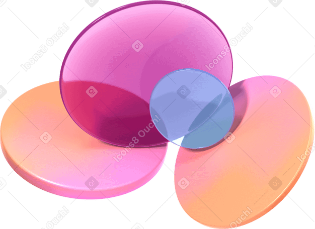 3D Четыре линзы разного цвета в PNG, SVG
