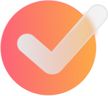 Orangefarbenes häkchen-symbol mit milchglaseffekt PNG, SVG