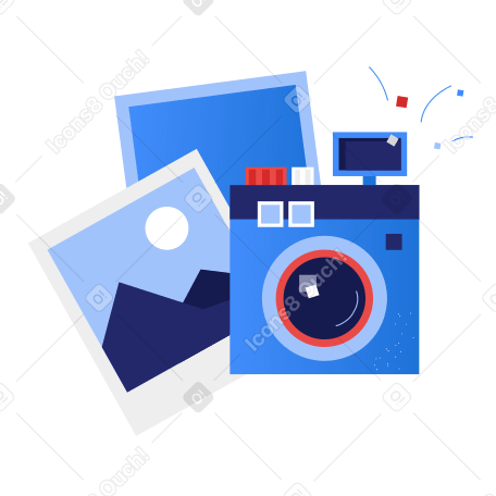 Composition with camera and photos PNG, SVG