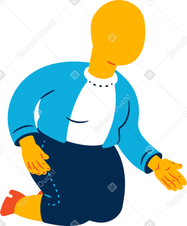 chubby old woman sitting on knees Illustration in PNG, SVG