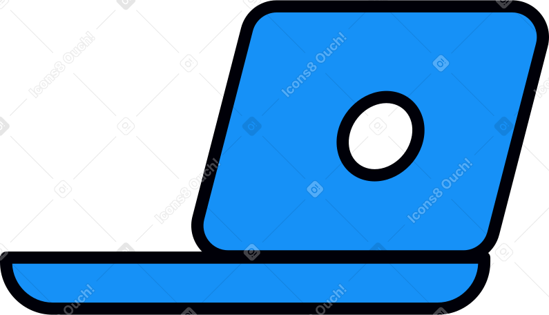 Illustration blue open laptop aux formats PNG, SVG