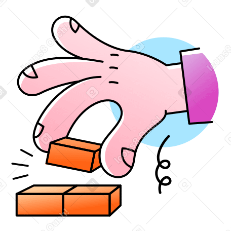 Hand with briсks Illustration in PNG, SVG