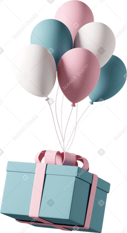 3D present with balloon PNG, SVG